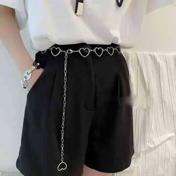 Waist Chain Women's Decorative Thin Belt With Simple Dress Metal Love Connection Fashion Small Belt Skirt - ShopShipShake