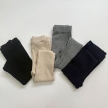 BOBOKIDS 25年秋款童装日系女童打底裤儿童曲间坑条长裤子亲子装