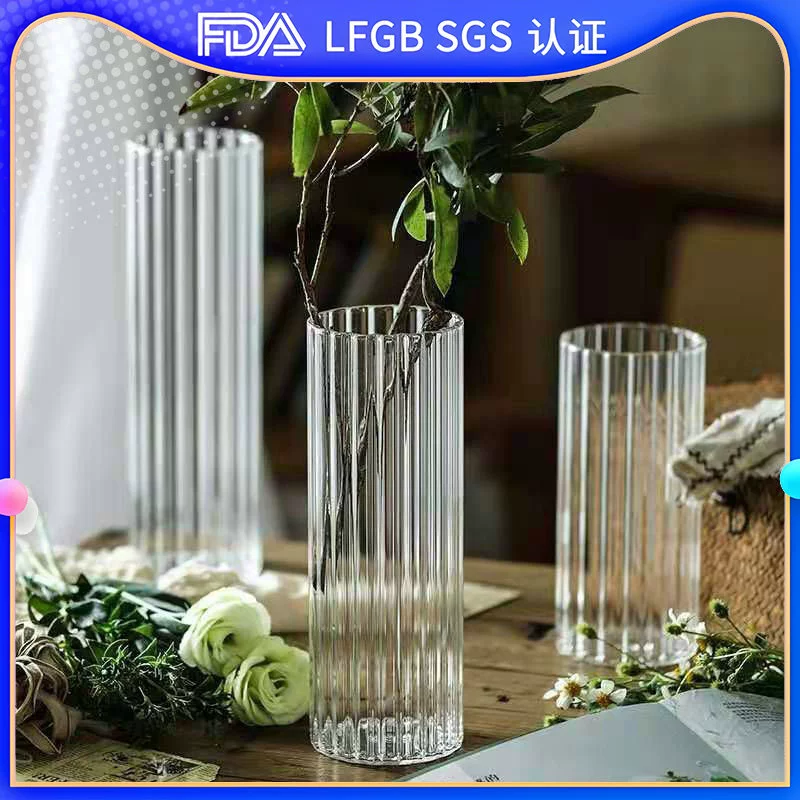 Прозрачная полосатая стеклянная ваза скандинавский легкий экстравагантный стиль украшения домашнего растения гидропонный кубок креативная гостиная ваза