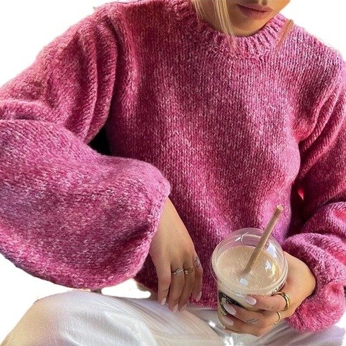 Eurasian Autumn/Winter Women's Round Neck Long Sleeve Backless Belted Sexy Cheerleader Knit Loose Women's Top Sweater