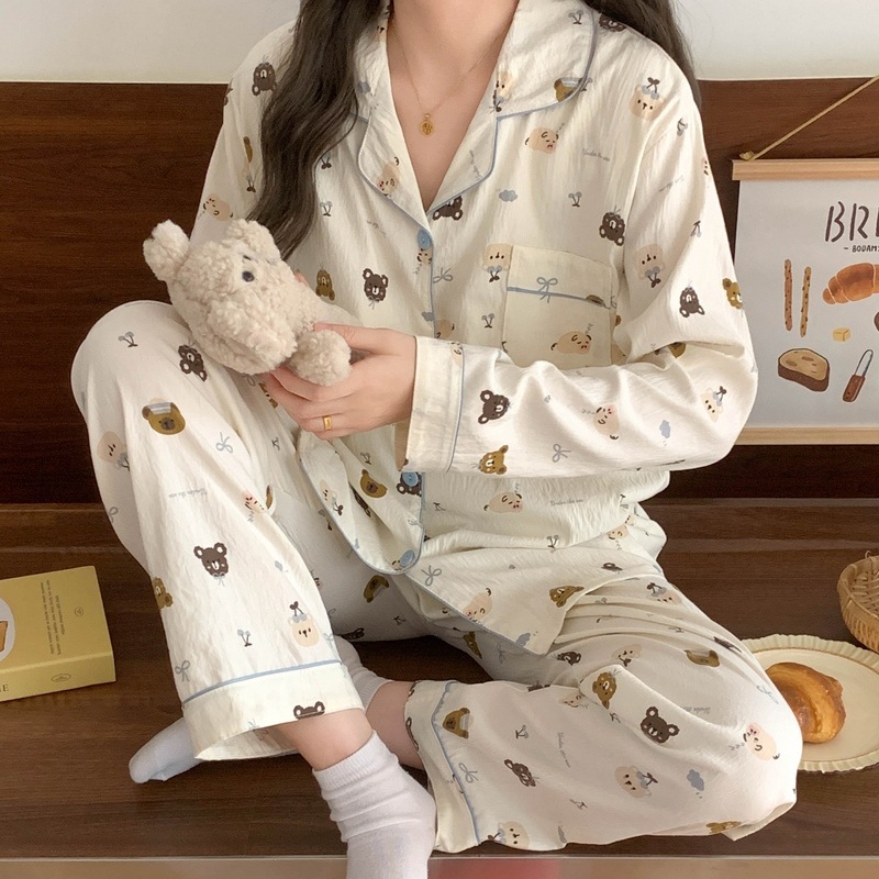 (가슴패드 없음) [윤두면] 그레이블루베어긴팔+바지