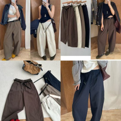 2025秋季新款女下装直筒裤日系九分裤宽松女裤复古风质感弯刀裤