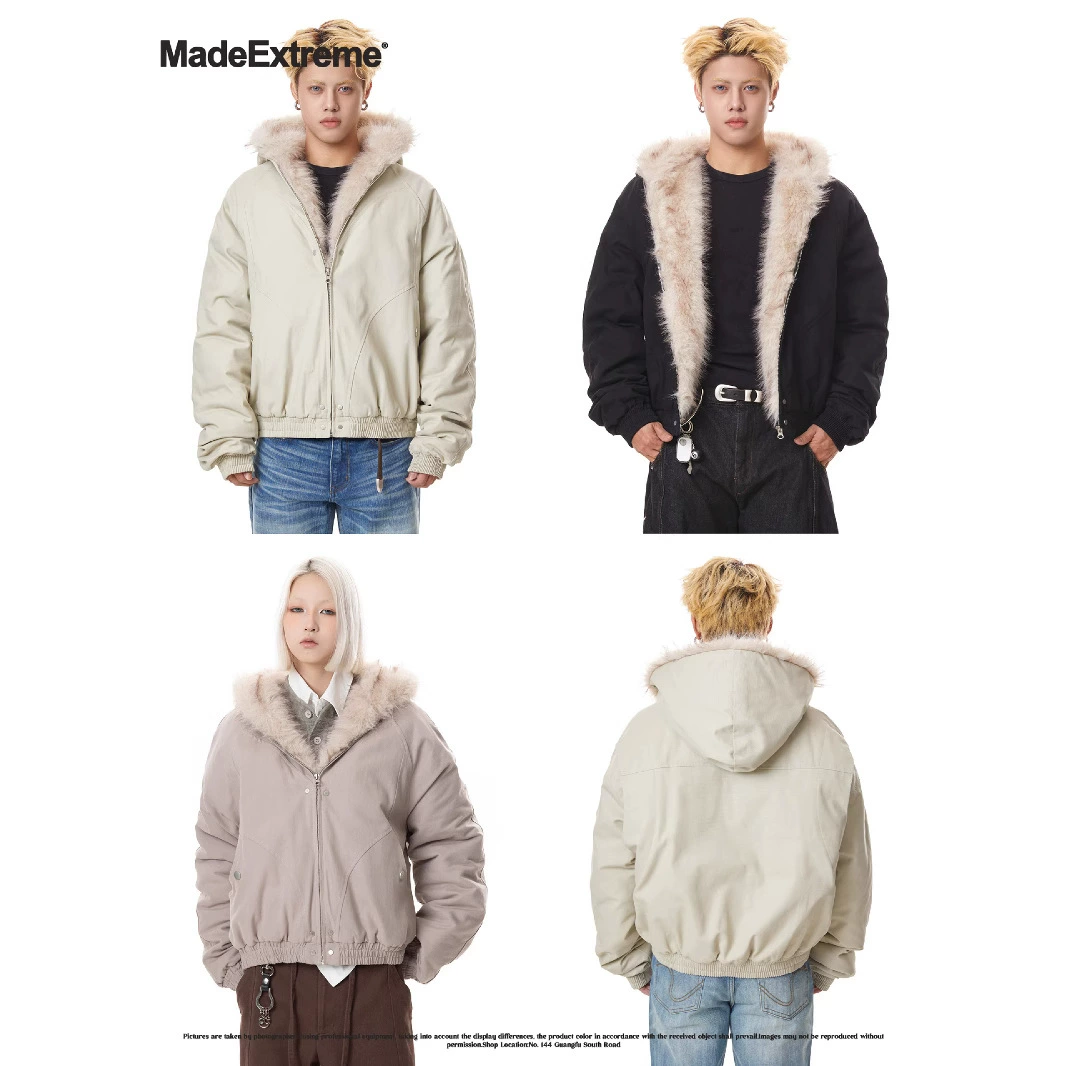 MADEEXTREME Американский ретро горные горные резные меховые воротники утолщенные теплые осенние и зимние хлопчатобумажные куртки для мужчин и женщин