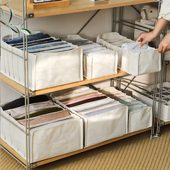Cotton and Linen Separated Format Storage Box Household Drawer Style Organizing Box for Clothes and Pants Foldable Storage Box