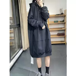 特大码300斤胖M秋冬款宽松遮肉慵懒风中长款过膝卫衣裙连衣裙女2