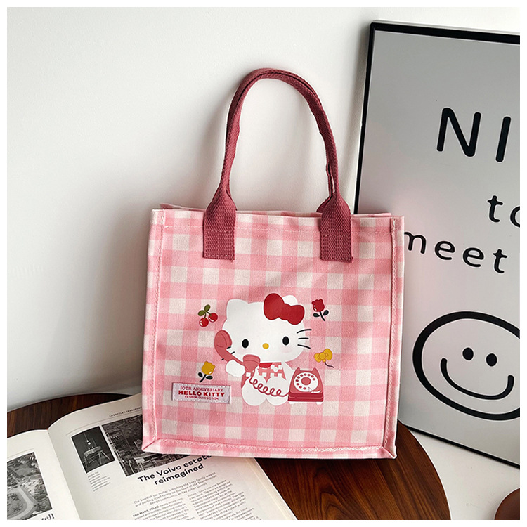 Cute cartoon cat canvas bag 2025 new style large-capacity simple and convenient tote bag with fashionable printing undefined
