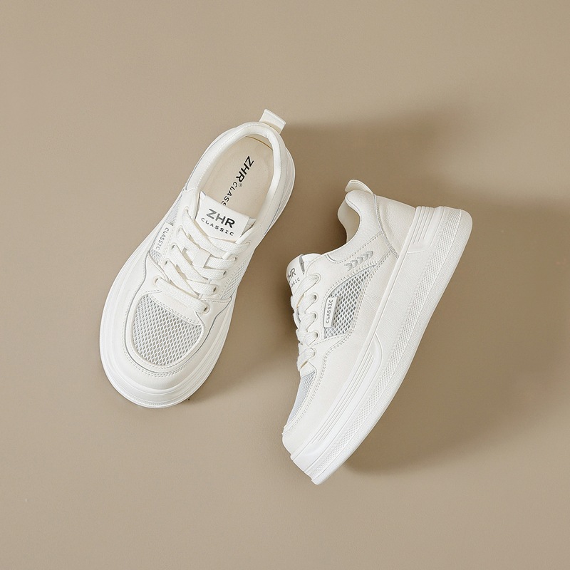 Giày sneaker nữ chunky đế dày tăng chiều cao 4cm, lưới thoáng khí siêu nhẹ — AL35E mét màu bạc