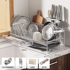 V ^ 304ステンレス食器収納棚多機能水切り棚家庭用キッチンテーブル食器箸水切りかごなし