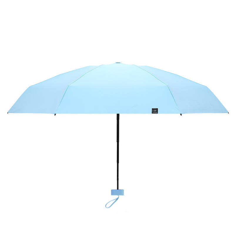 Personalizable nuevo vinilo sol-prueba UV-prueba plana seis veces paraguas soleado y lluvia plegable paraguas de sol publicidad regalo paraguas