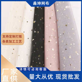 工厂定制金亮片星星纱星月纱网纱布料批发网孔旗袍蕾丝针织面料