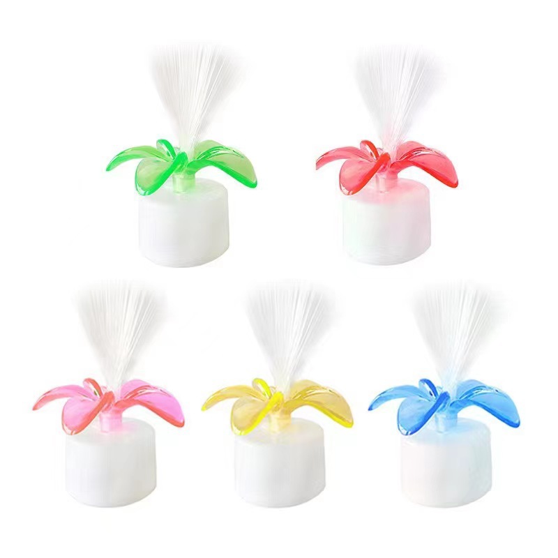 Colorido gradiente de fibra óptica flor flash LED electrónica vela luz estrellada fibra óptica flor Luz Los niños juguetes luminosos