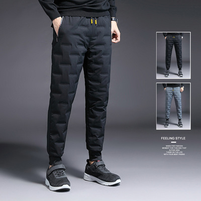 2020冬季新款青年男士潮款休闲运动裤白鸭绒羽绒裤男东北保暖长裤|ms