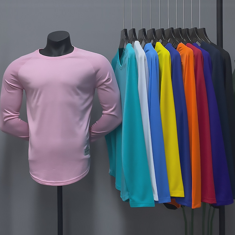 Trajes de gimnasio estadounidenses de manga larga para hombres de otoño y invierno camiseta deportiva al aire libre corredor de cuello redondo de la marea ocio relajado rápido secado