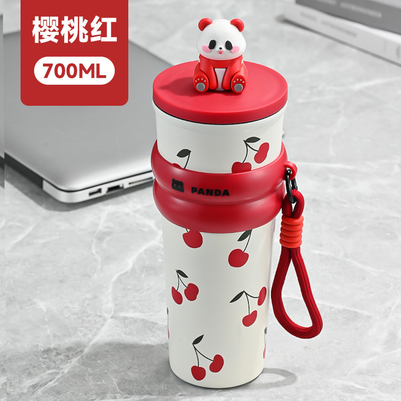 可爱公仔~高颜值不锈钢保温杯大容量316车载可爱印花保冷吸管杯|undefined