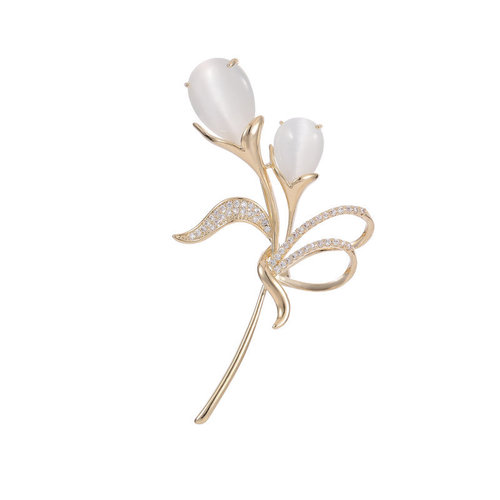 Winter sweater coat coat accessories corsage fixed clothing cardigan pin flower opal tulip brooch