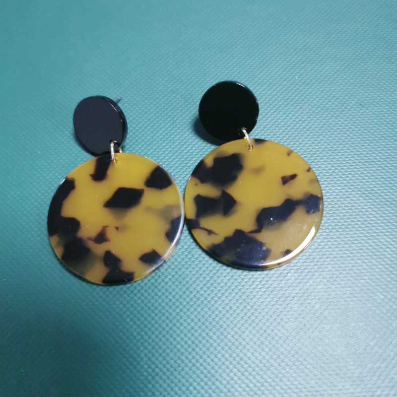 Geometric Pattern Retro Leopard Print Acrylic Geometric Round Earrings Wholesale Nihaojewelry
