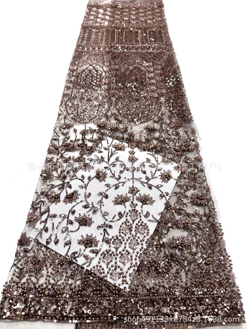 2026 nuevo diseño de fabricantes pesados cuentas bordadas tela de vestido de noche de lujo de alta calidad al por mayor