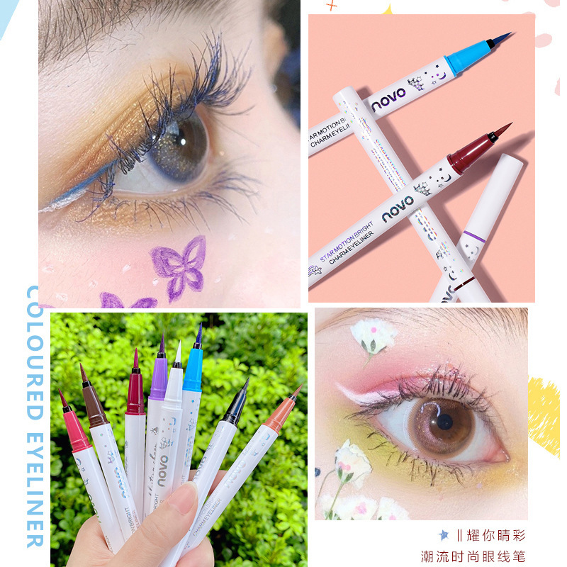 NOVO casual color eyeliner long-lasting not easy to smudges smooth extremely fine waterproof sweat-proof eyeliner pen beginner NOVO casual color eyeliner long-lasting not easy to smudges smooth extremely fine waterproof sweat-proof eyeliner pen beginner