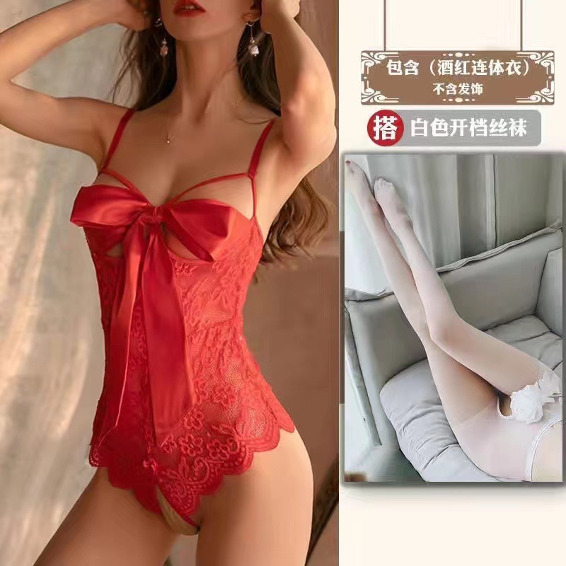 빨간색 + 흰색 오픈 양말