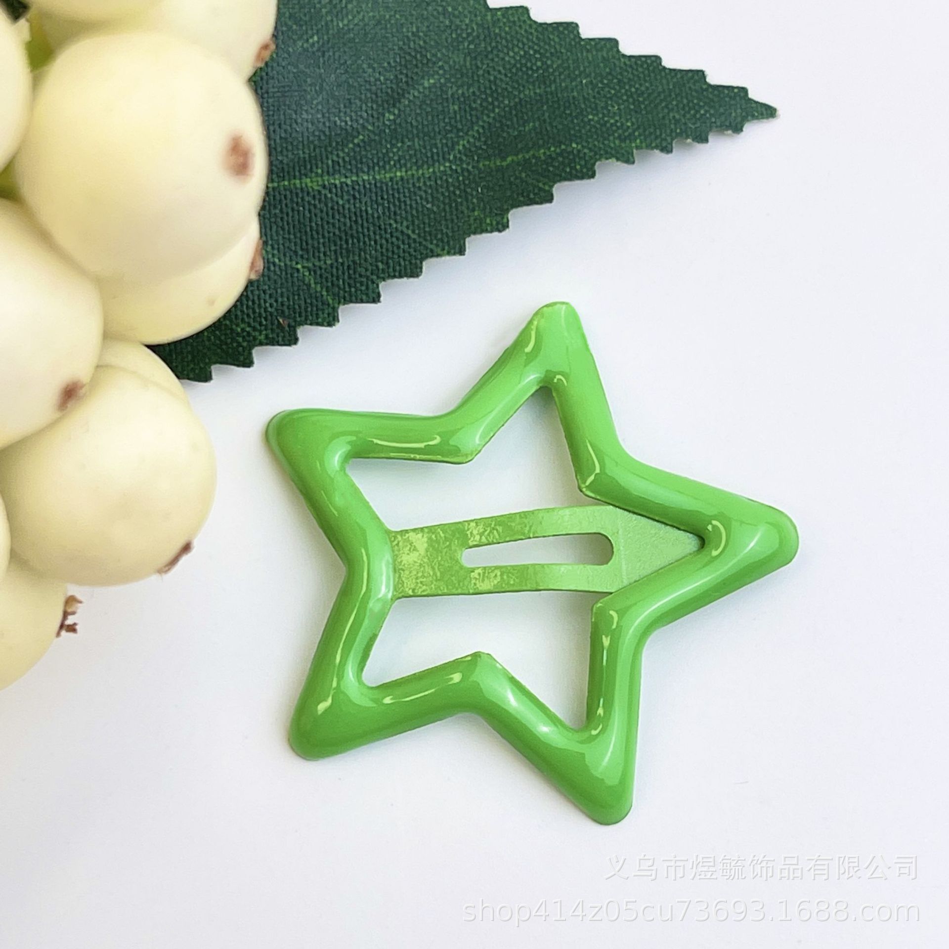 Color drop oil star clip 3.2cm green