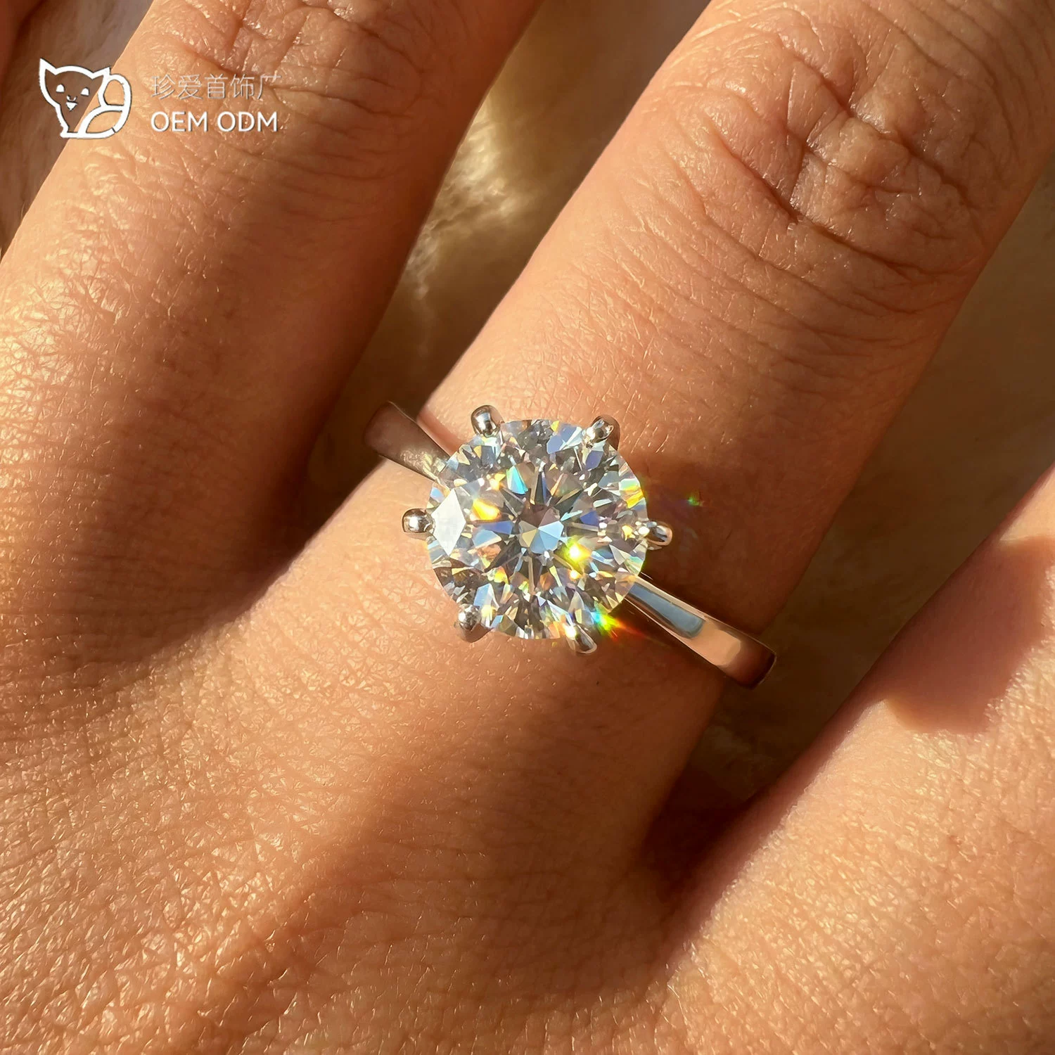 Серебряное кольцо 925 пробы с муассанитом T-brand, классическое, с шестью крапанами, женское, цвет D, каратное, обручальное, от производителя, летнее серебряное кольцо для женщин