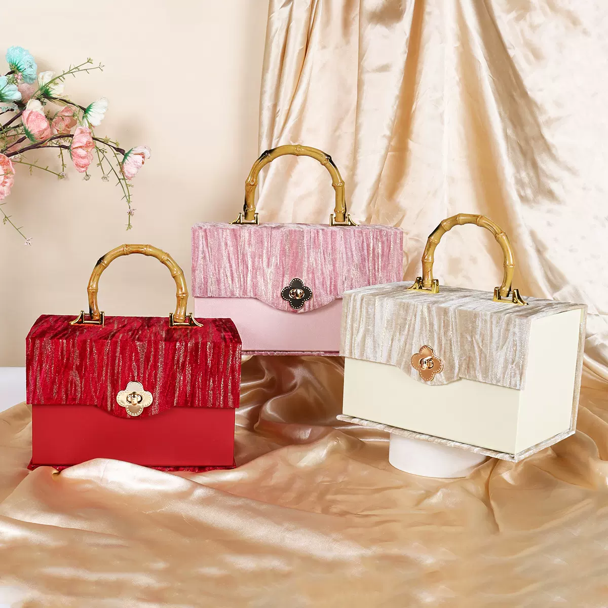 免折叠喜糖盒结婚高级感批发中式ins风伴手礼盒子生日礼物包装盒