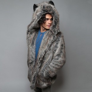 European and American Amazon 2024 New Imitation Fur Outwear Men's Winter Casual Warm Mink Outwear Outdoor Hooded