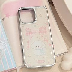 ins リボン子犬 16 apple 15pro max 携帯電話ケース iphone14 グリッター 13 ハード Huawei
