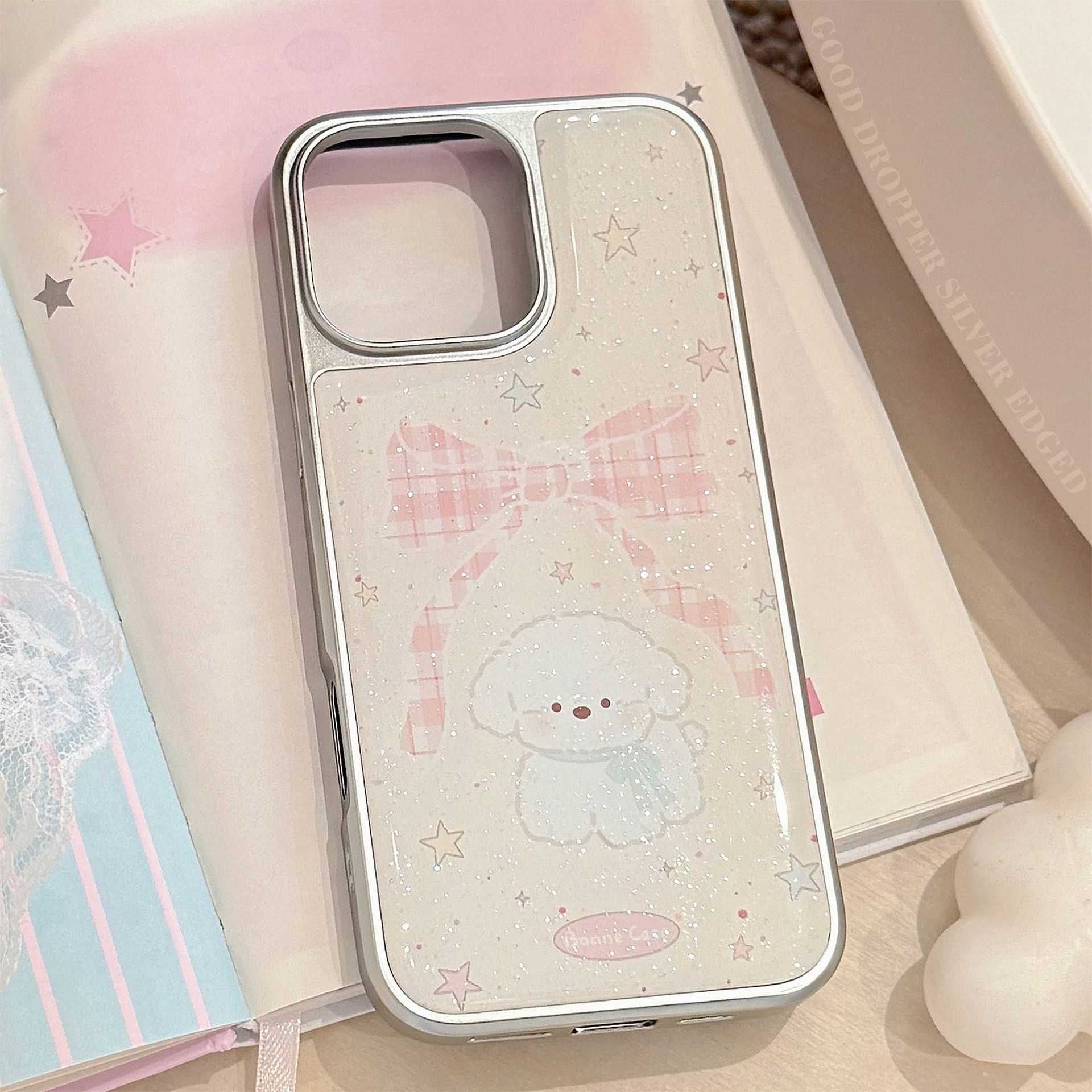 Funda para Teléfono con Lazo y Cachorro para iPhone 16, Apple 15 Pro Max, iPhone 14, Resina Brillante, iPhone 17, Funda Rígida para Huawei