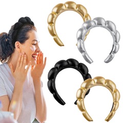 泡泡毛巾布法蘭絨海綿洗臉防水發箍金絲絨麻花雲朵頭箍高顱頂髮飾