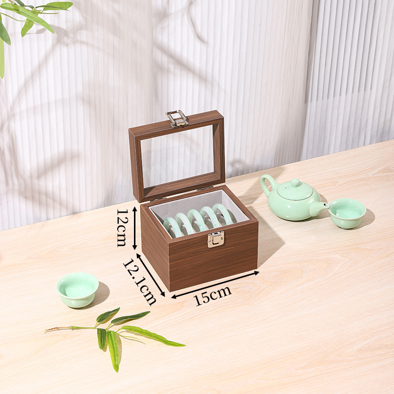 高档珠宝箱手镯防尘玉器整理翡翠木质展示手串黄金胡桃木收纳盒|undefined