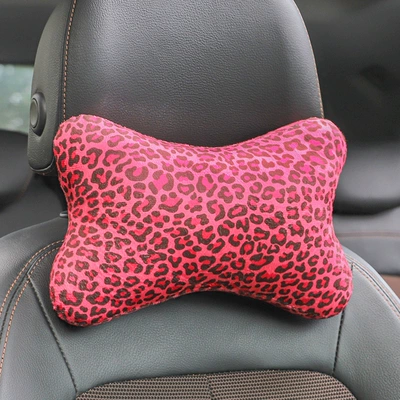 Headrest Seat Cushion, Leopard Print Car - 1-pink-leopard-print-headrest