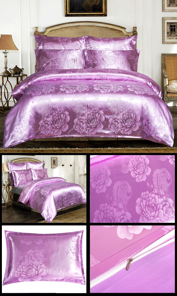 Set copripiumino jacquard in raso stile europeo da tre pezzi, Nantong_voghion.com