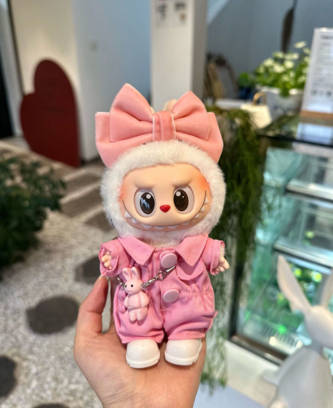 LABUBU ラブブ 1、2、3 世代のビニールペンダントベビー服着替えピンク作業服ジャンプスーツ着替えウサギと豚|undefined