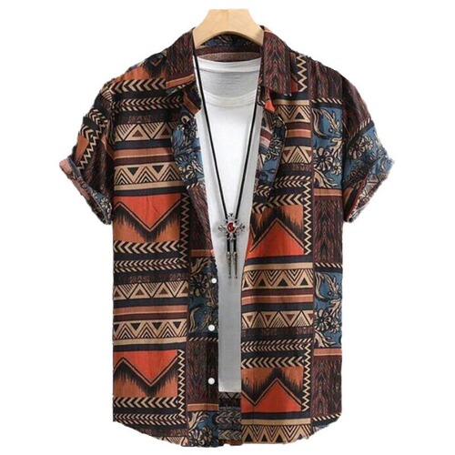 Hawaiian Men's Shirt 3D Cashew Flower Print Short-Sleeve Shirt Summer Fashion Casual Top Harajuku Clothing