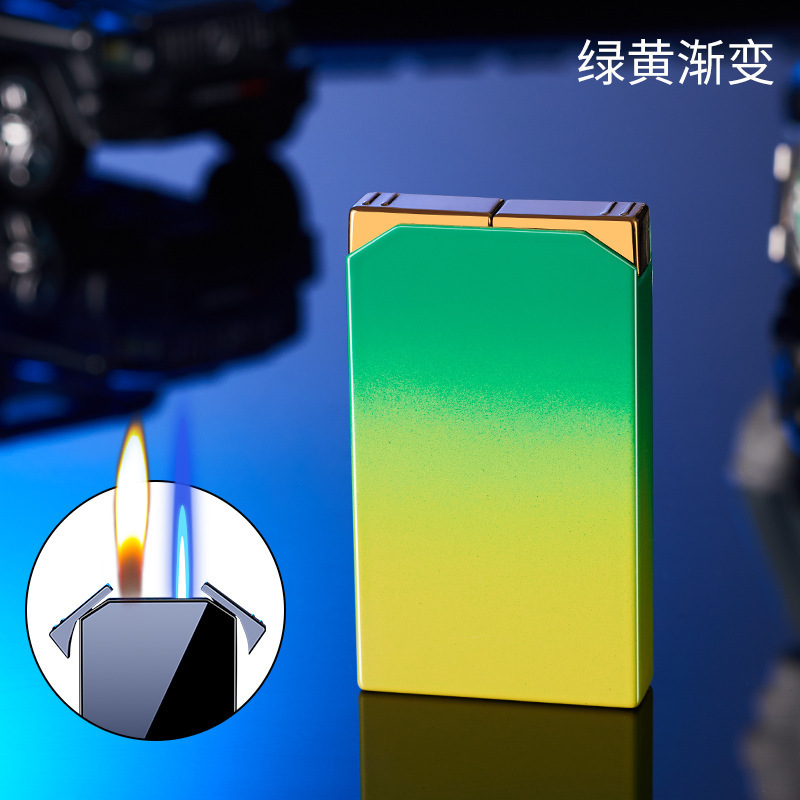 Zy052クリエイティブインフレータブル二重火ライター直冲金属防风炎火二重火変换ライター|undefined