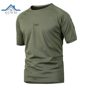 Foreign Trade Cross-Border Independent Station Round Neck Quick-Drying Short-Sleeved Men's Summer Tactical Military Outdoor Quick-Drying Sportswear Breathable