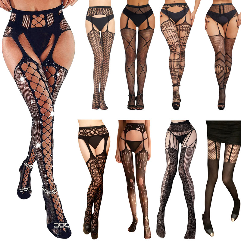 Cross-border best-selling sexy stockings, garter stockings, open-crotch fine mesh elastic stockings, tight fishnet stockings, high-waisted garter pantyhose Cross-border best-selling sexy stockings, garter stockings, open-crotch fine mesh elastic stockings, tight fishnet stockings, high-waisted garter pantyhose