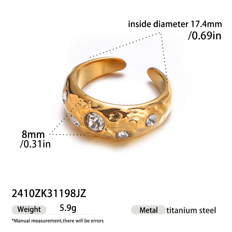 Tina diseño de la personalidad de gota de agua anillo de acero inoxidable chapado en 18K micro-cromo estampado anillo de apertura lisa para mujeres