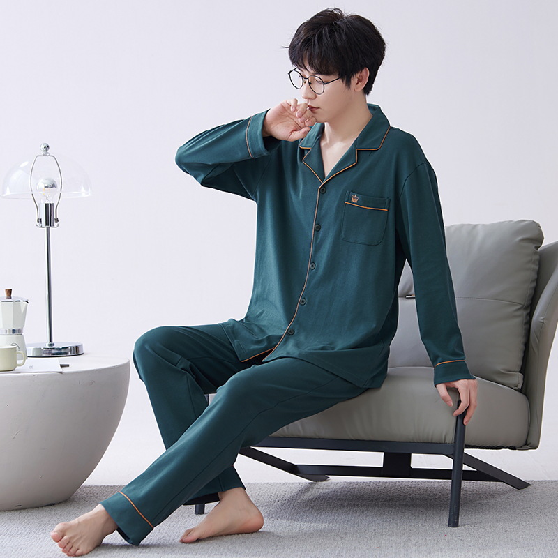 Pijamas de hombre primavera y otoño de algodón puro 2023 nuevos hombres de manga larga resistente ropa para el hogar Otoño e Invierno