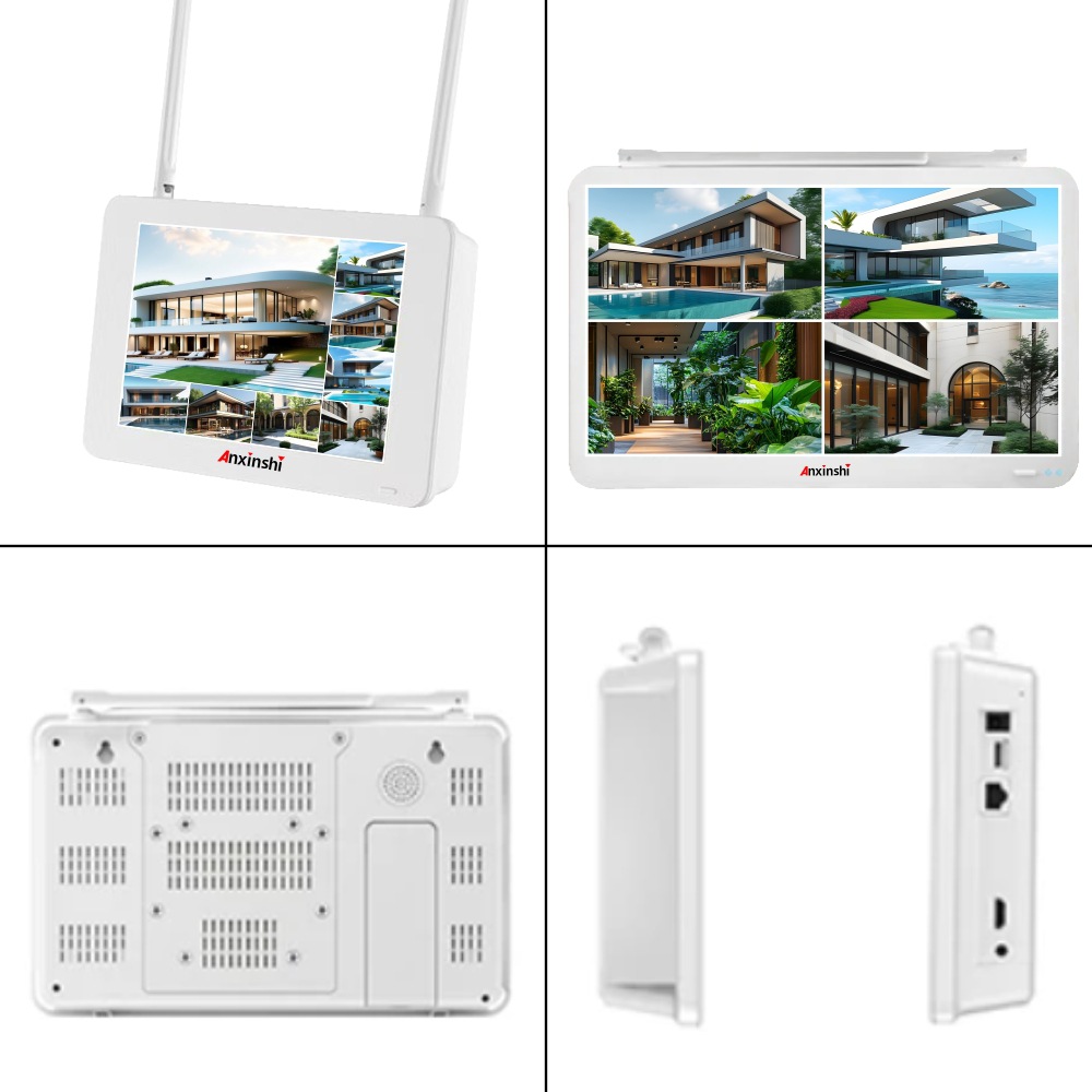500万高清4路/8路无线WIFI子弹摄像头套装带显示屏户外防水全彩
