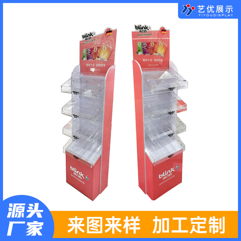 厂家直销 木纹密度贴面板展示架亚克力食品糖果陈列架批发