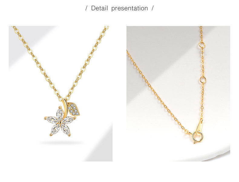 925 sterling silver Chain Material cable chain Chain Type 925 Sterling Silver Cable Chain Plating Flower Pendant Necklace