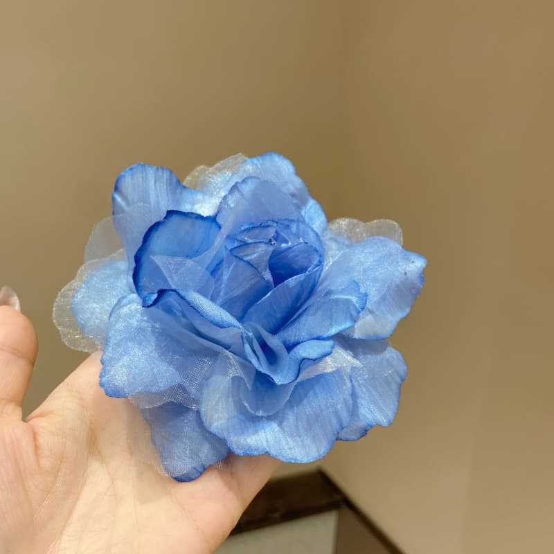 大号超仙玫瑰花边夹渐变色立体绢纱布艺花朵发夹氛围感海边旅出片|undefined