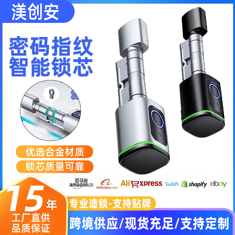 Tuya Bluetooth fingerprint password lock smart wiring-free anti-theft wooden door overseas hot-selling card lock adjustable door lock