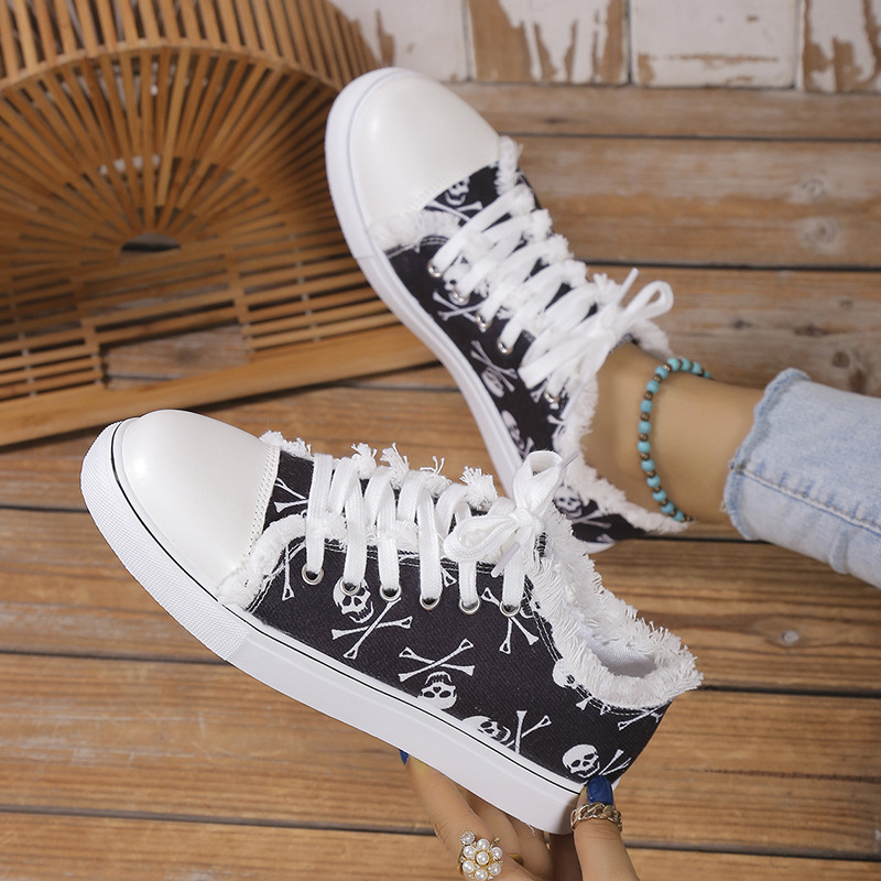 Women's Canvas Shoes - Skull Graffiti 4