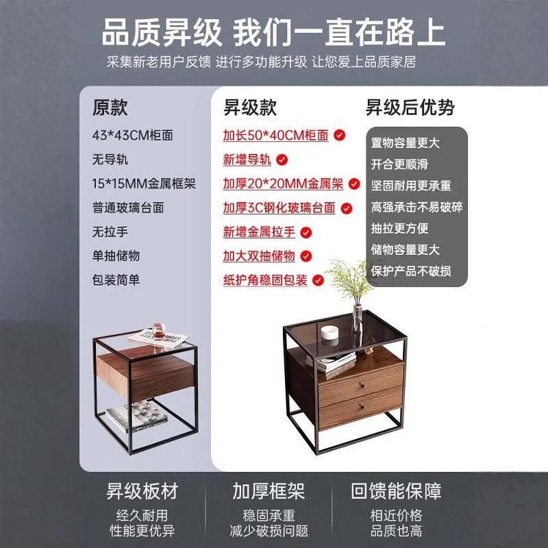 Mesa de cabecera nueva simple moderna lujosa alta sensación de cabecera gabinete de almacenamiento del dormitorio simple estante de cabecera