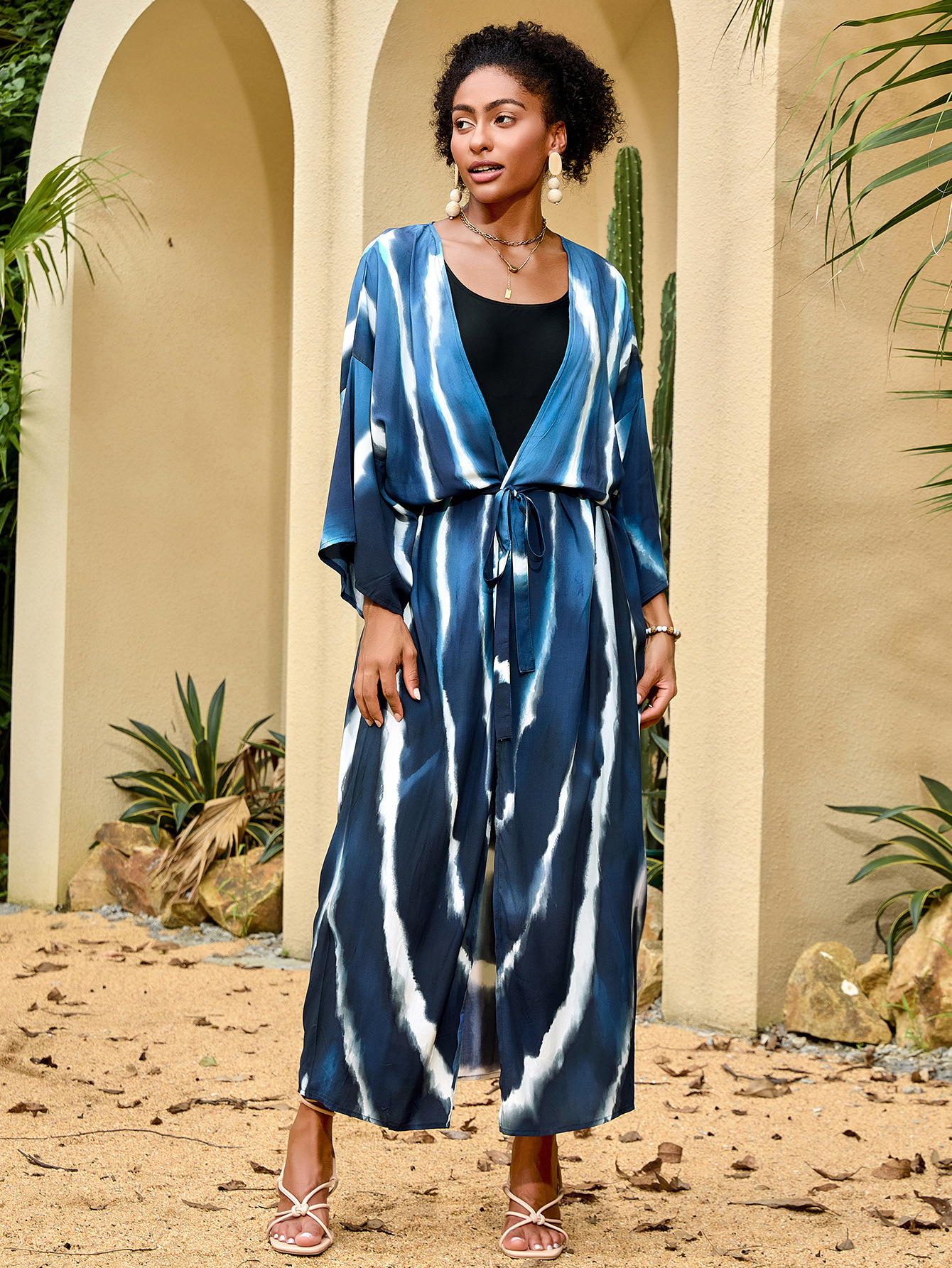 2025 nueva camiseta de playa europea y americana transfronteriza vacaciones bikini camiseta protector solar abrigo de baño BT802-1