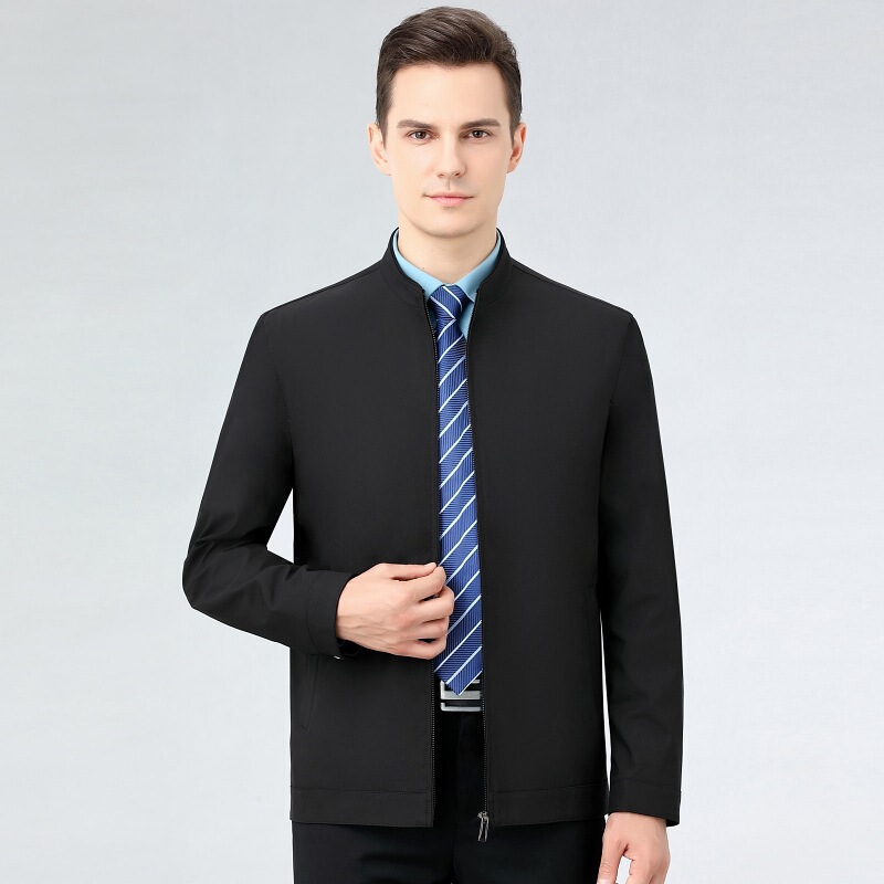 Brand Silk Jacket for Middle-Aged Men, 2026 Spring and Autumn New Style, Stand Collar, Zip-Up Jacket Brand Silk Jacket for Middle-Aged Men, 2026 Spring and Autumn New Style, Stand Collar, Zip-Up Jacket