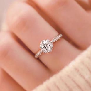 S925 Sterling Silver Star Flower Moissanite Ring Women's Single Row Six-Claw Little Red Riding Book for Wedding Valentine's Day Gift